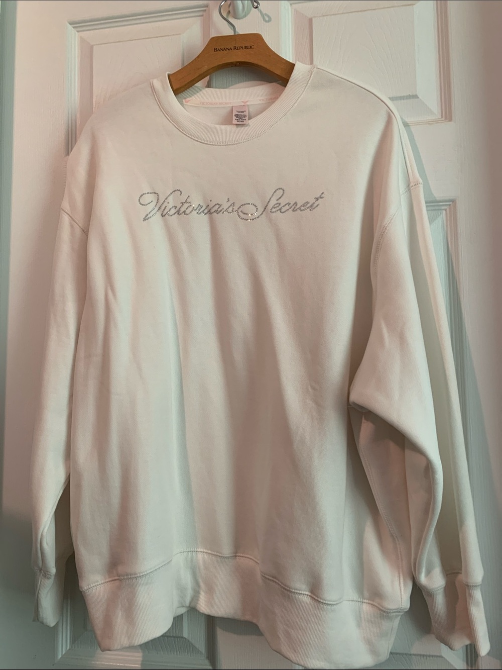 Victoria's Secret White Crystal Logo Sweatshirt